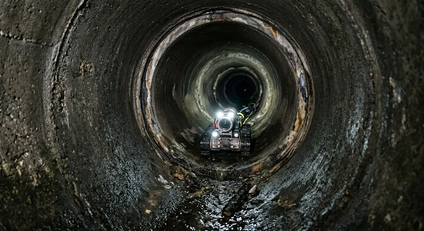 Robotic sewer camera inspecting pipe interior for Sewer Line Repair in Brushy Creek